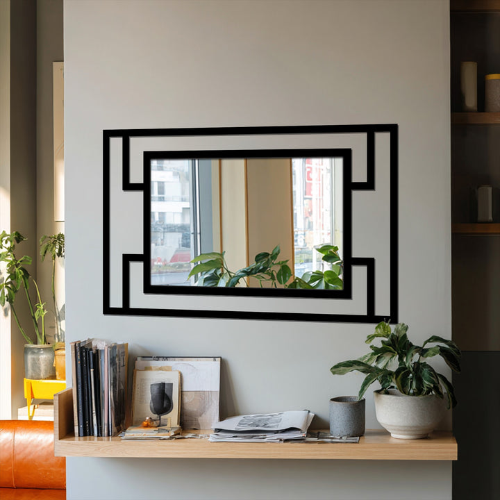 black geometric wall mirror decor
