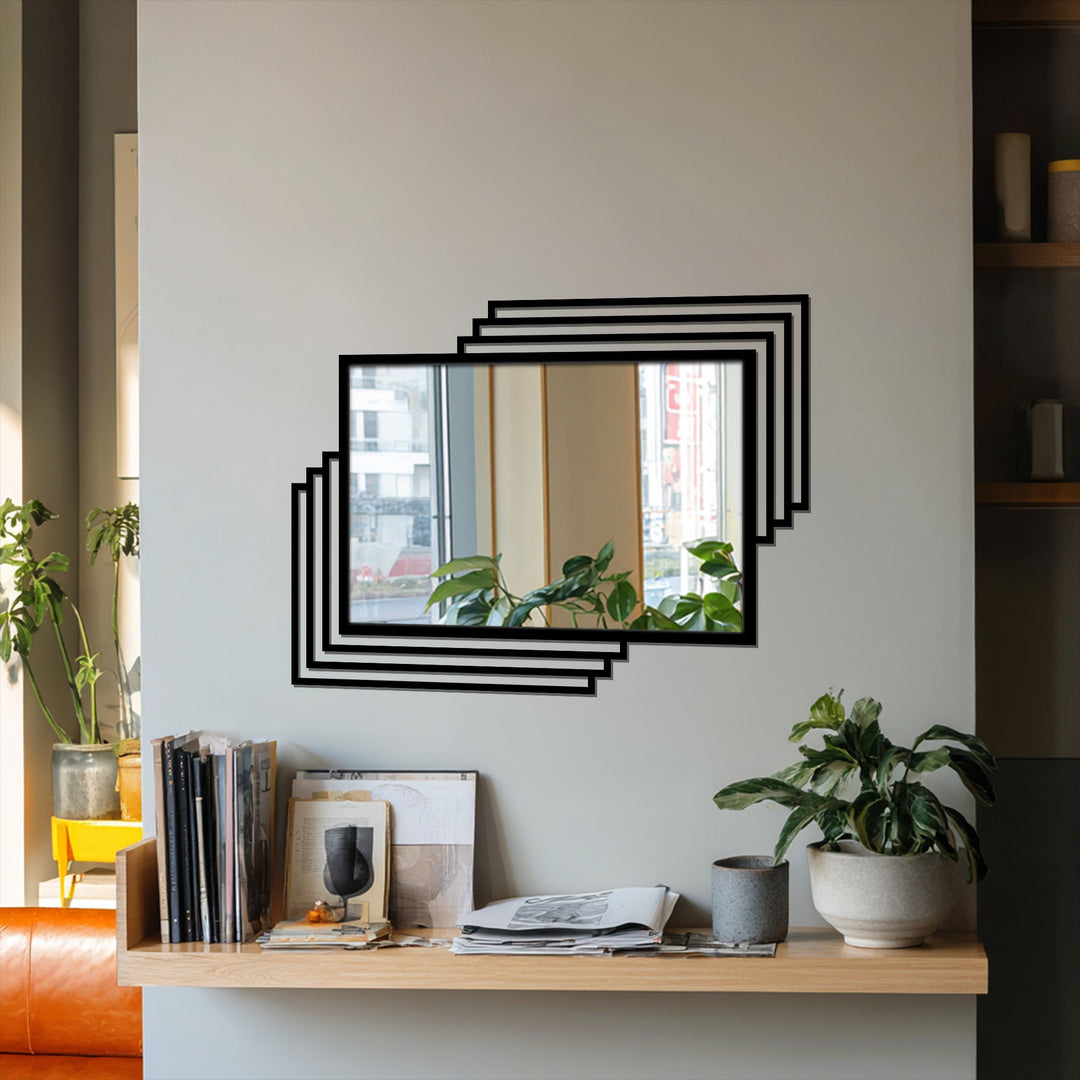 offset frame metal floor mirror
