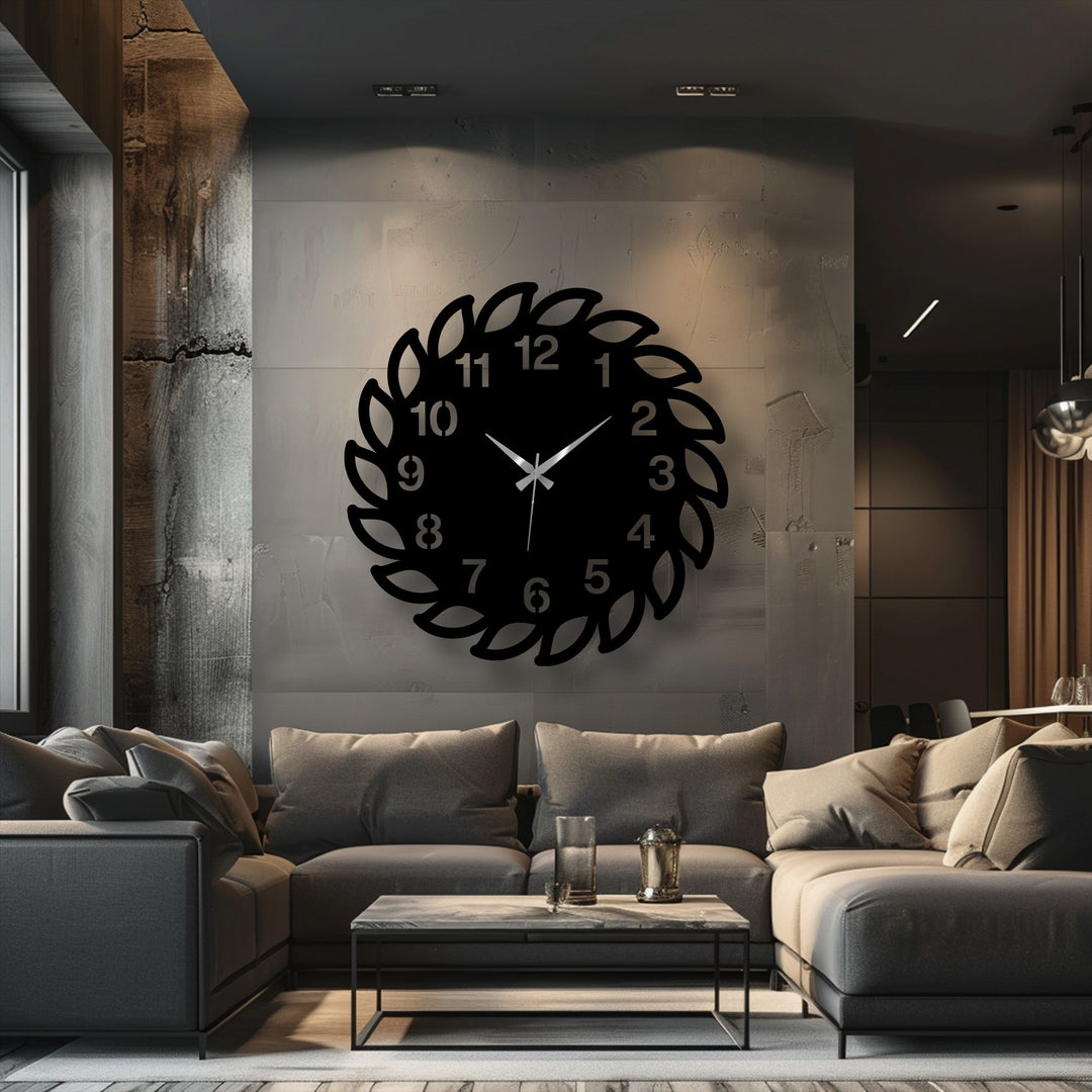 Gentle shadows accentuate the softest element of this decorative leaf frame unique metal wall art in a modern design, enriching the living room decor.
