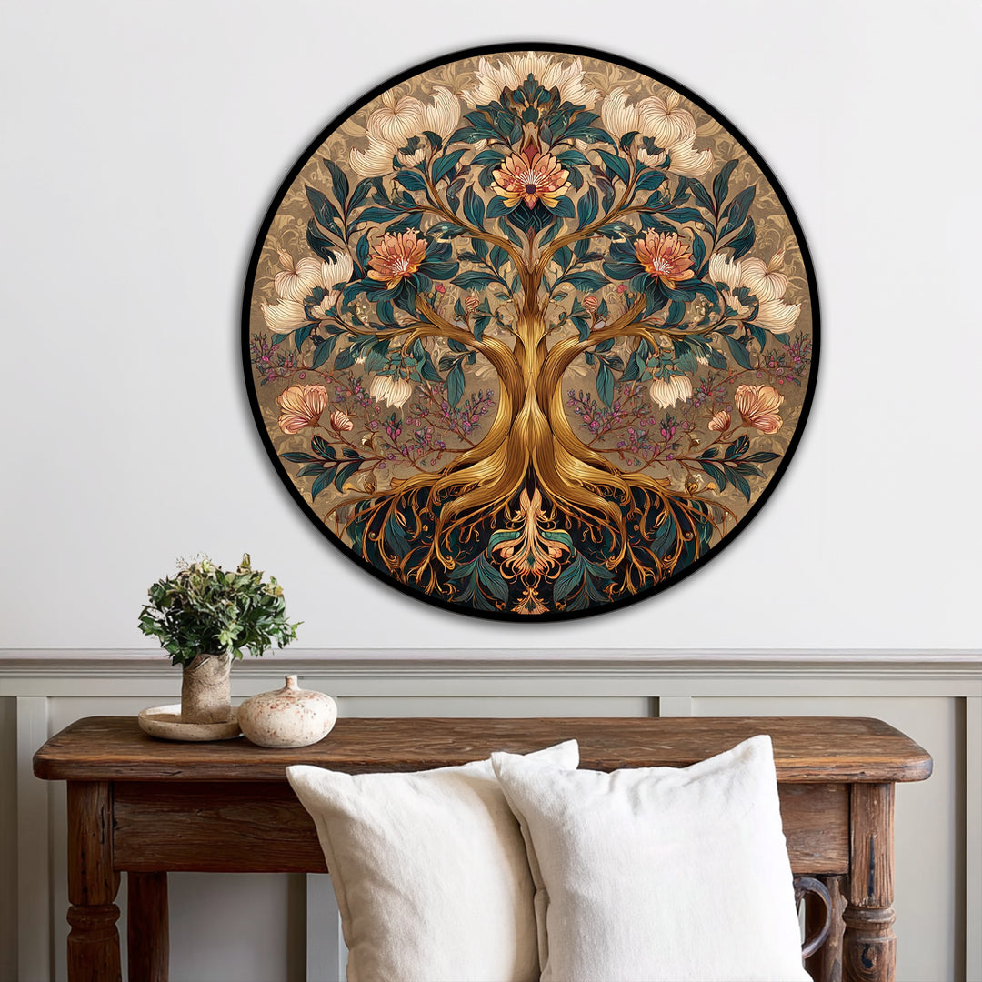 Ornate Bloom – Decorative Floral Tree Oil Painting