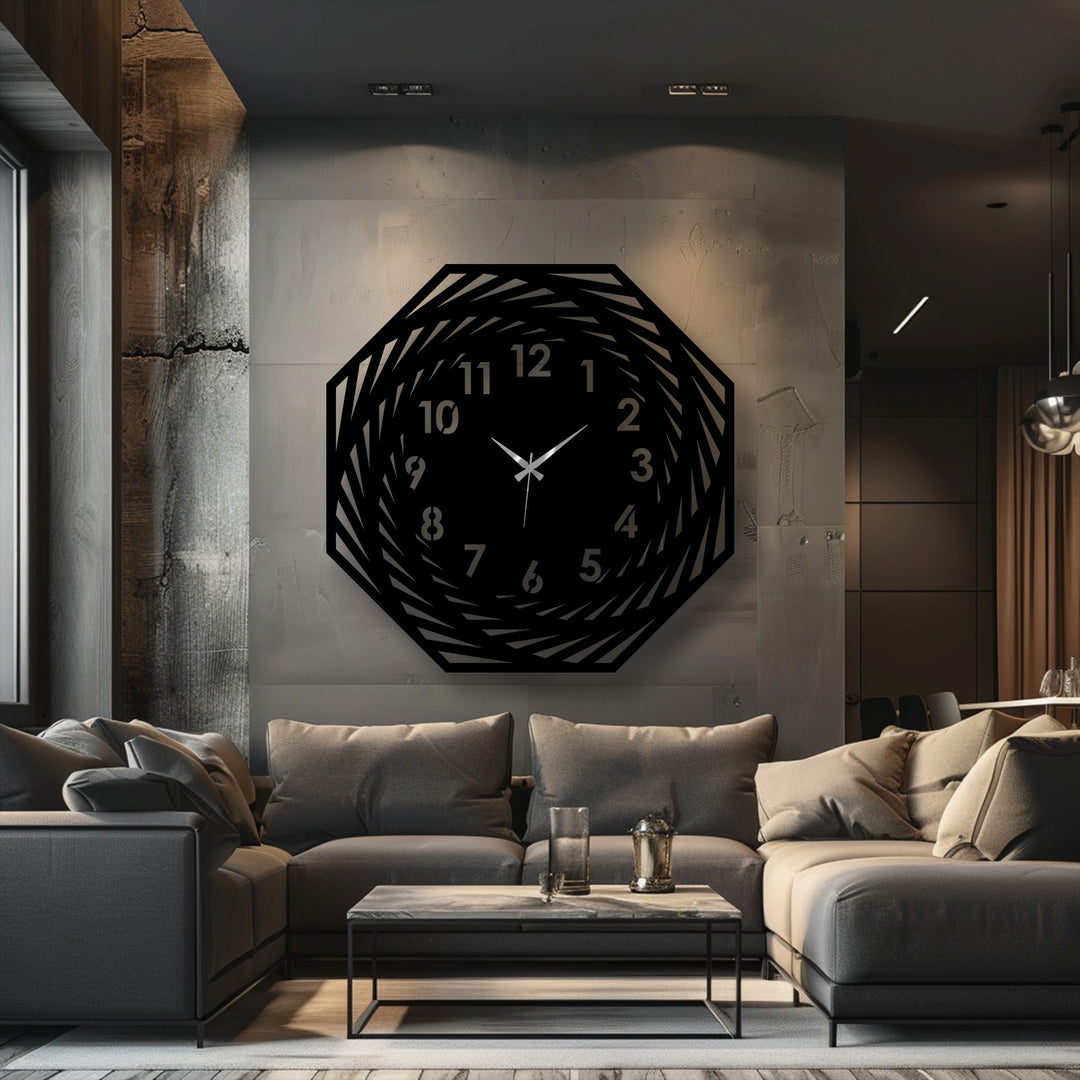 Depth and layers emerge in this modern spiral geometric metal clock, offering dimension to your decoration wall art as its layered design subtly draws the eye.