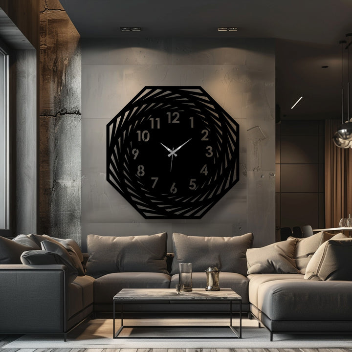 Depth and layers emerge in this modern spiral geometric metal clock, offering dimension to your decoration wall art as its layered design subtly draws the eye.