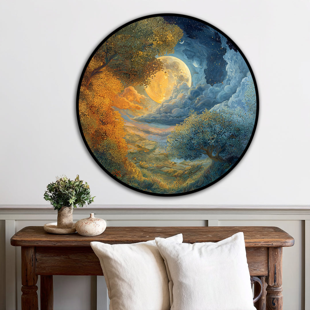 Moonlit Harmony – Dreamlike Landscape Oil Painting
