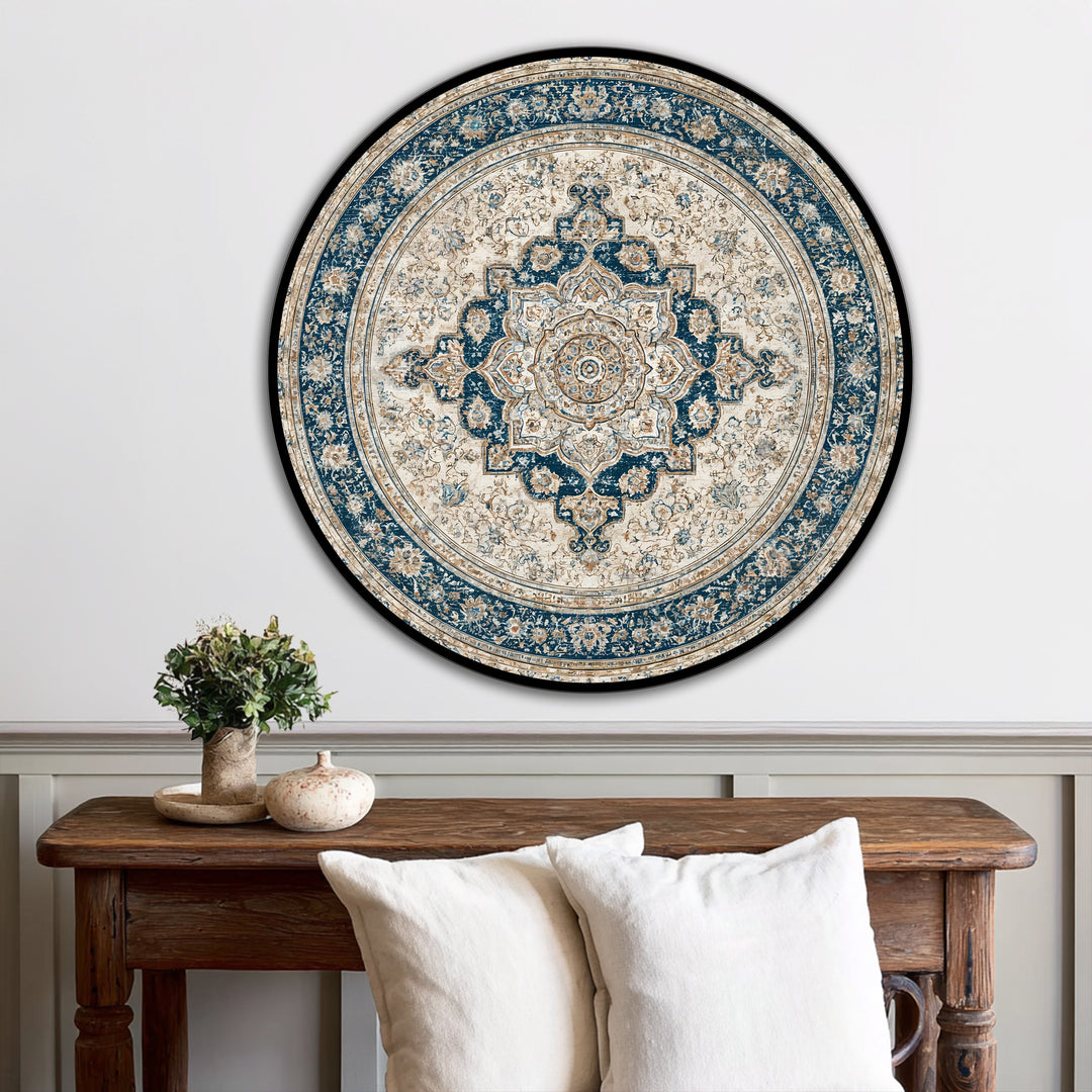 Elegancia imperial: Mandala persa vintage redondo Cuadro al óleo