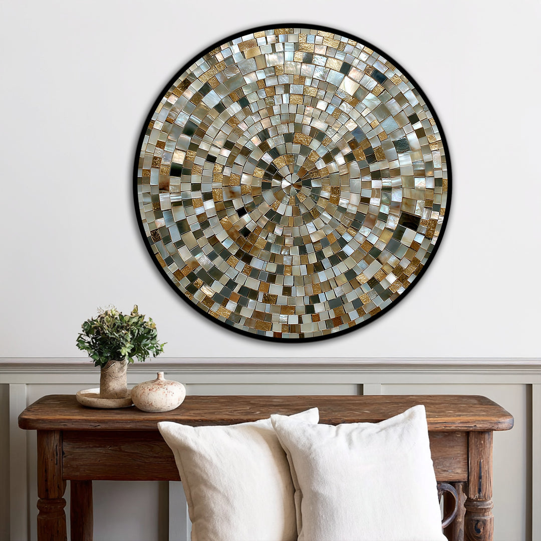 Golden Spiral Harmony – Mosaic Pattern Oil Painting