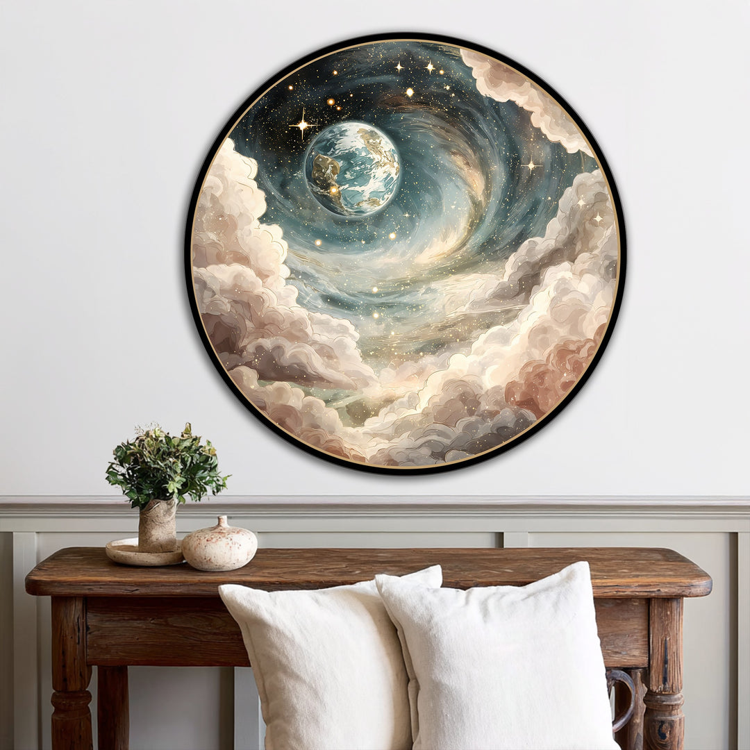 Sueño Espiral Celestial – Tierra Cósmica Redonda Cuadro al óleo