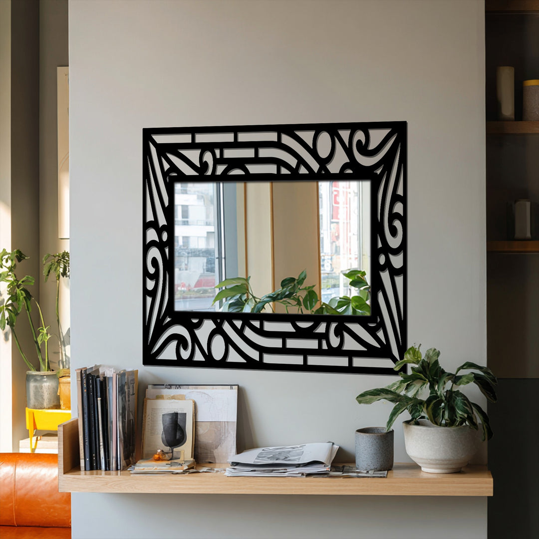 Reflecting a calm mood, this abstract curved line pattern frame floor mirror for wall decor adds an artistic touch to the room's understated elegance.