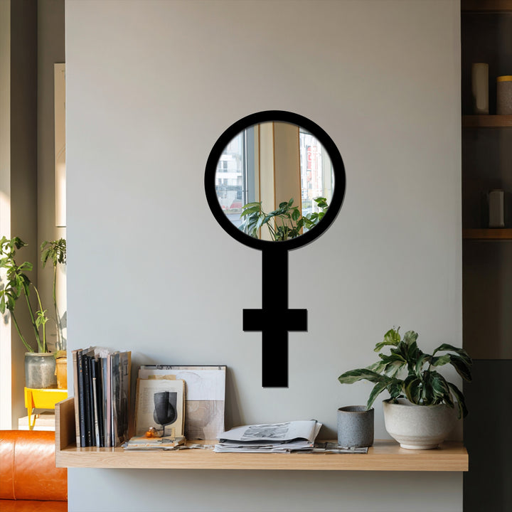 Exploring the abstract quality of this symbolic floor mirror, the design playfully distorts space, presenting a fresh approach to decorating with wall mirrors.
