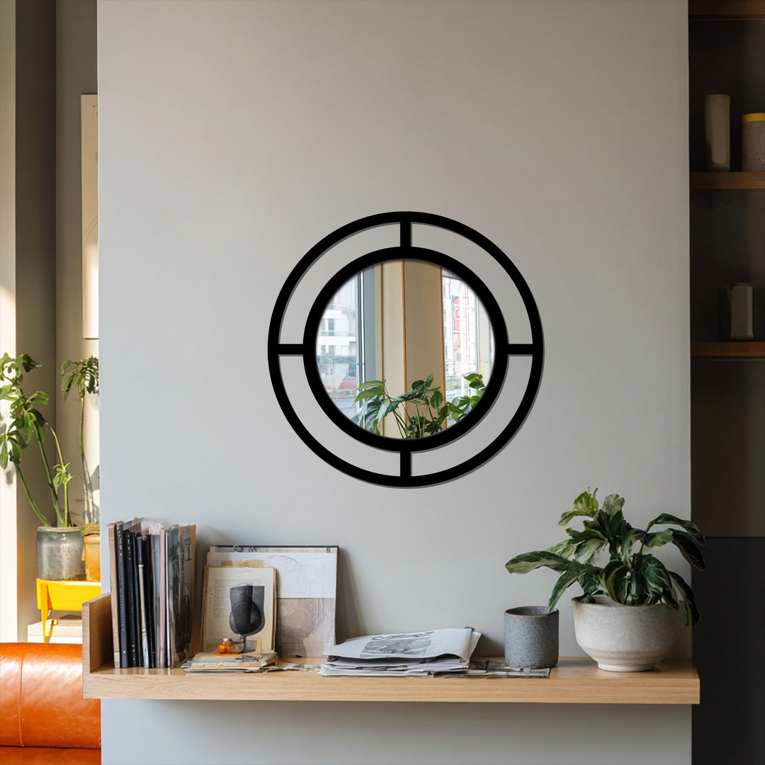 Chiave greca rotonda decorativa Specchio da Parete – Decorazione da parete con specchio classico moderno