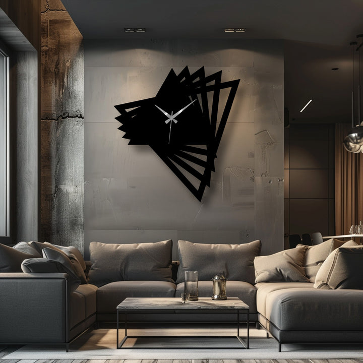 Crafted with high-quality metal, this abstract origami geometric wall clock showcases the exceptional material quality and durable construction of a unique metal wall art piece.