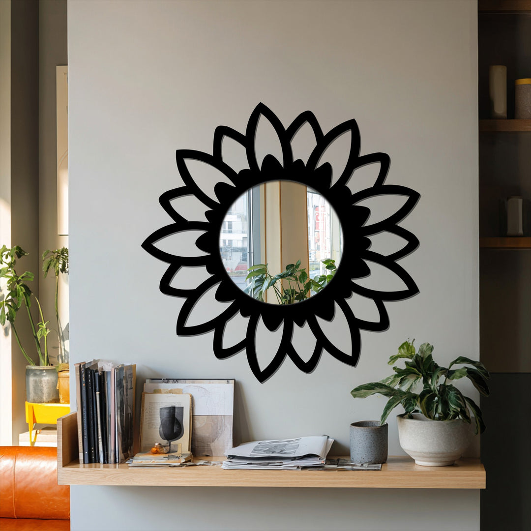 Set against a blurred background, this Bloom Silhouette floor mirror features a modern design, adding a touch of stylish decorative wall art to any space.
