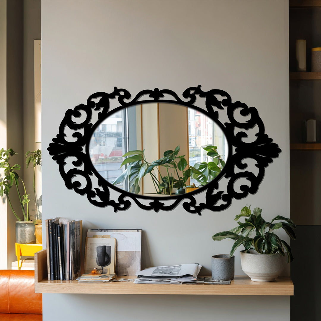 Entryway scroll design wall mirror