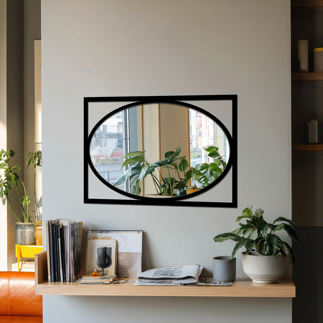 Modern Oval Framed Wall Mirror – Minimalist Rectangle Accent