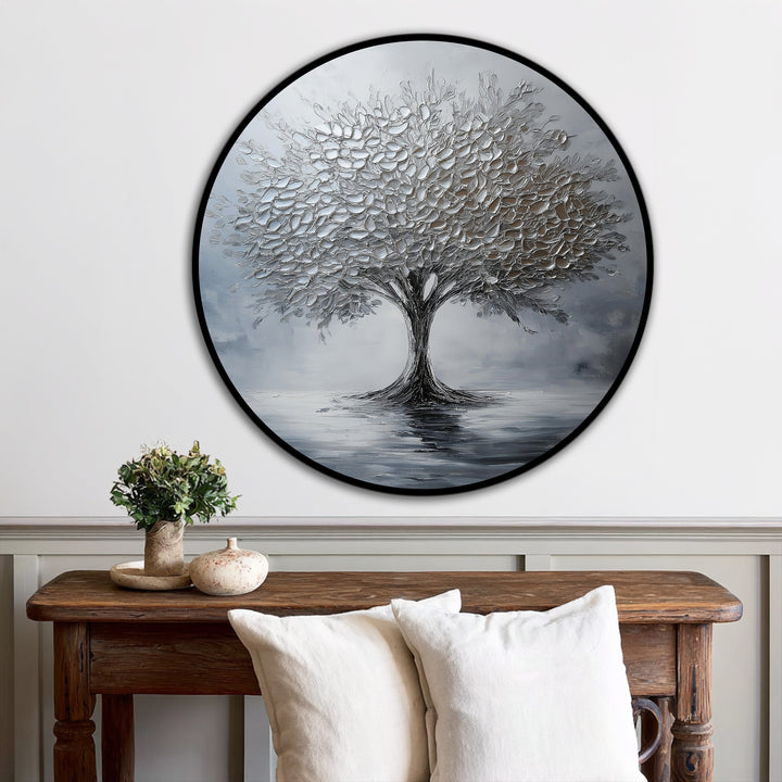 round minimalist oil painting