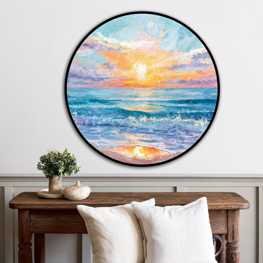 ocean horizon round artwork