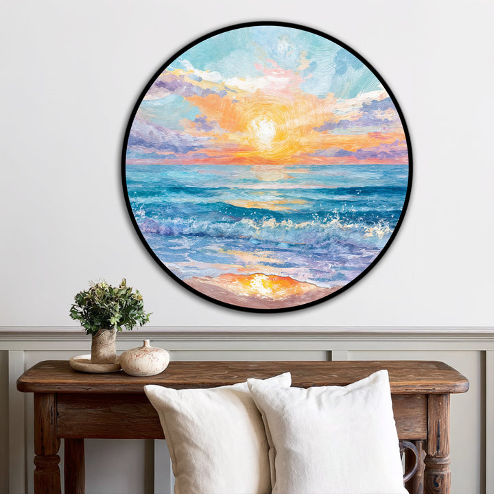 ocean horizon round artwork