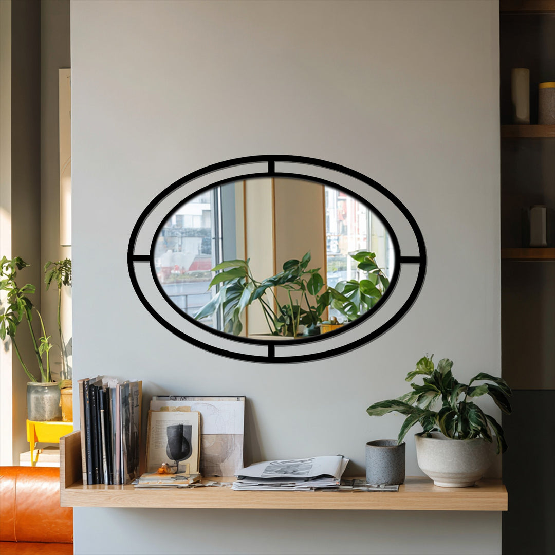 Modern Segment Frame Oval Wall Mirror – Architectural Style