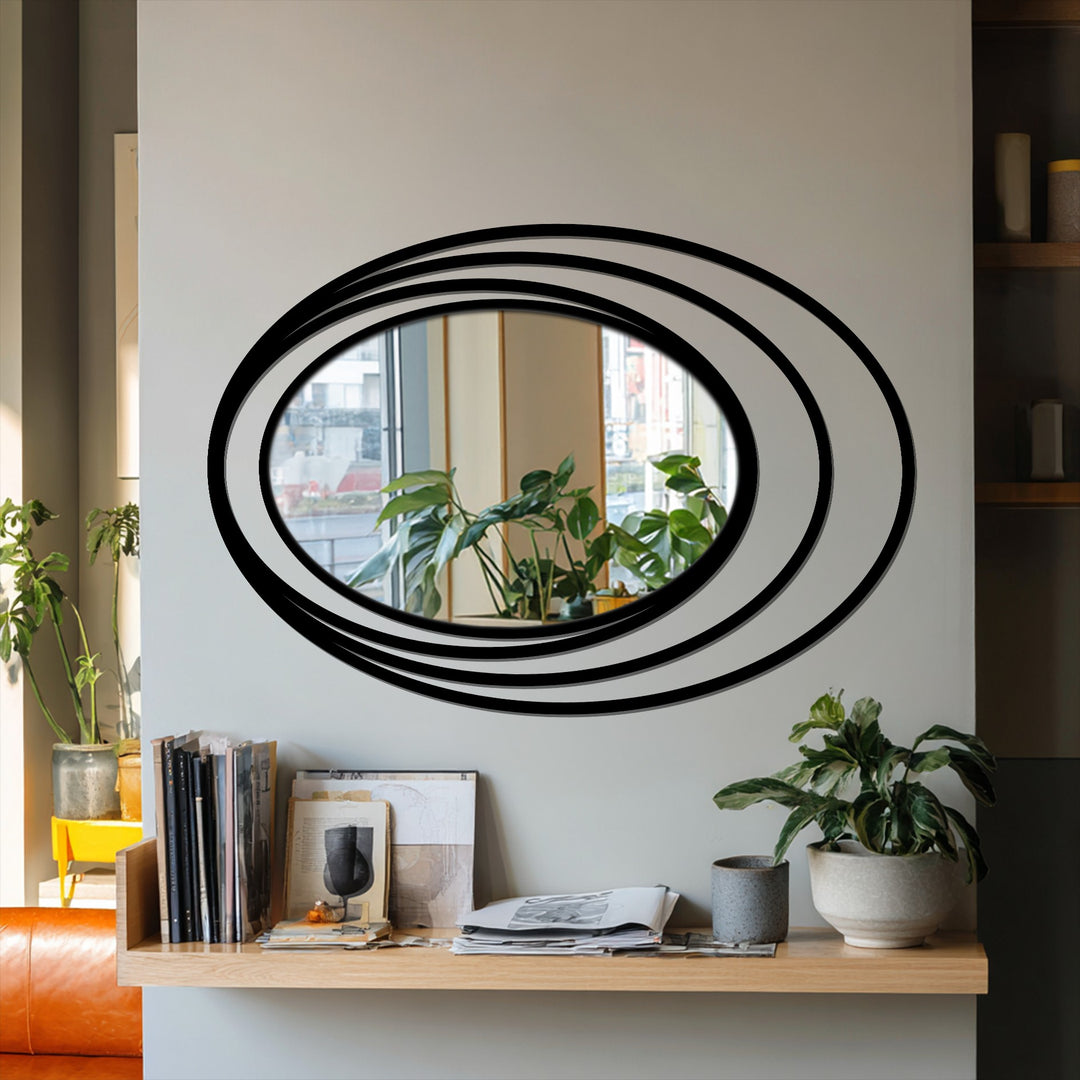 Thin ring oval wall mirror