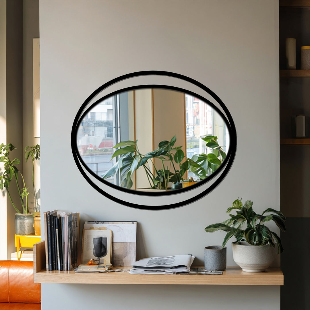 Modern dual ring oval mirror design