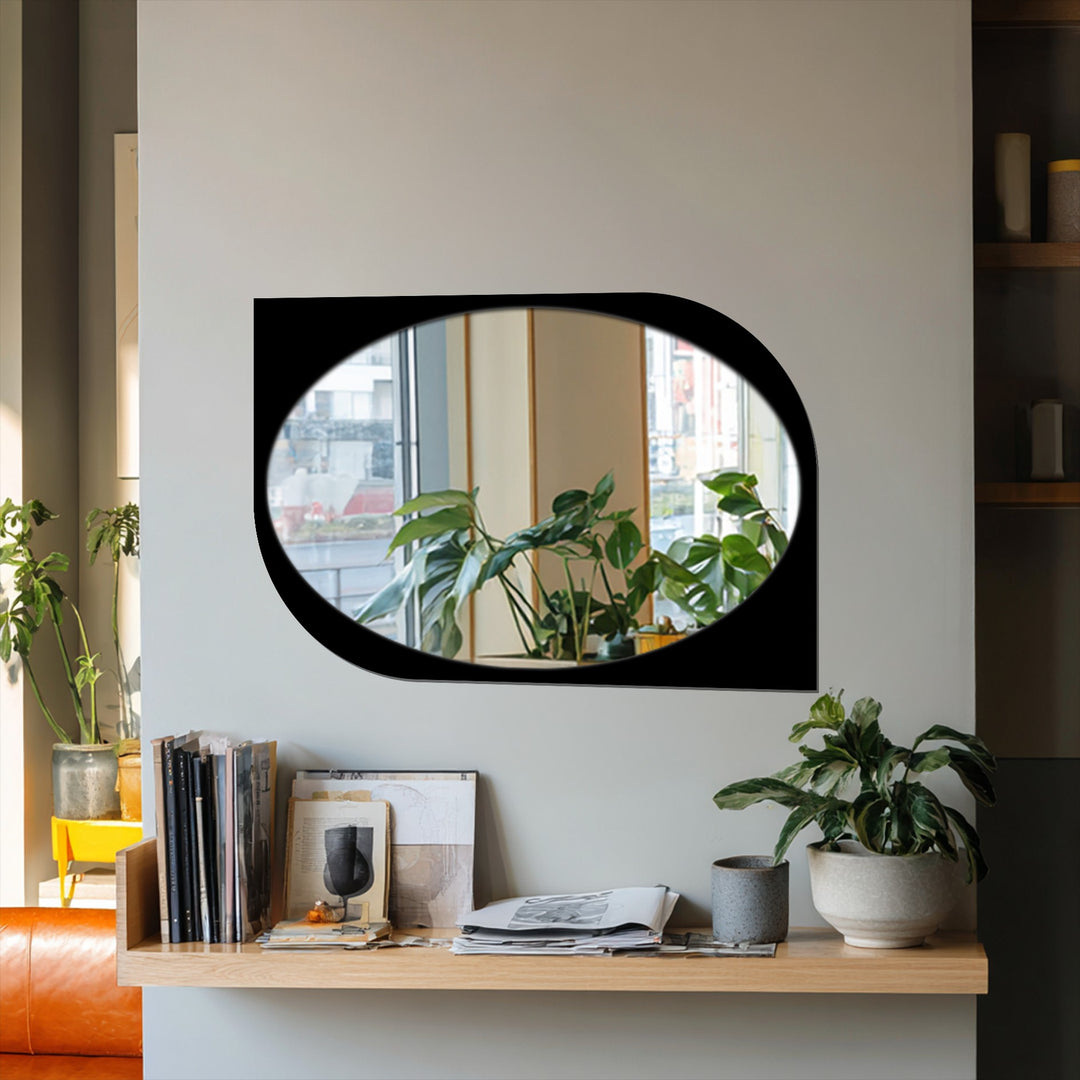 Asymmetry Edge Oval Wall Mirror – Modern Curved Frame Design