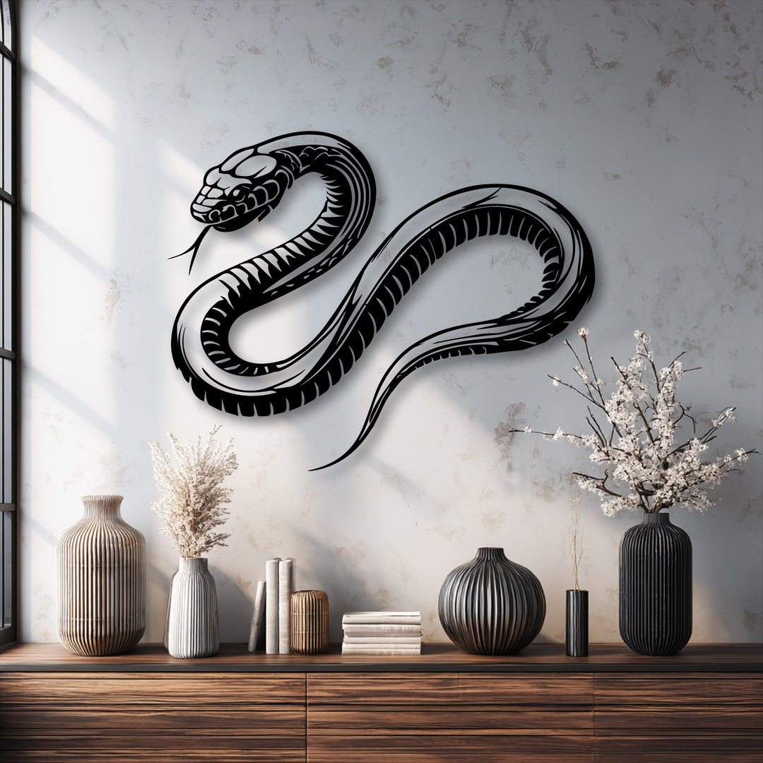 Venom Curve – Snake Silhouette Metal Wall Art