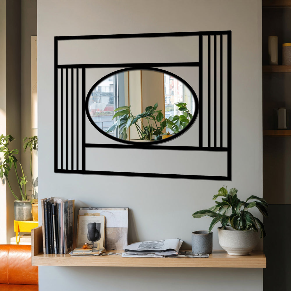 With its warm color temperature and oval shape, this structured lines balance geometric oval floor mirror adds a distinctive stained glass wall mirror feel to any room.