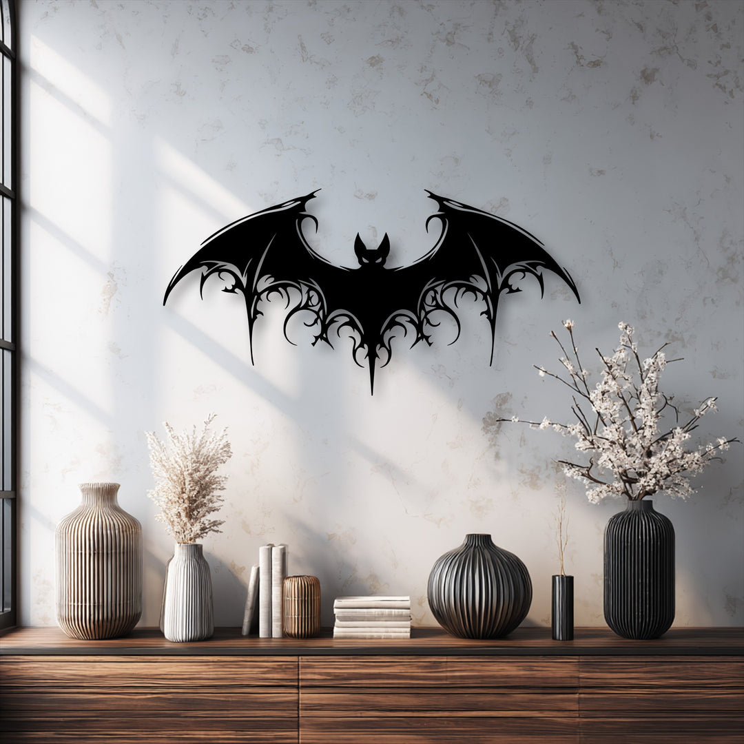 Gothic Bat Metal Wall Art – Dark Fantasy Winged Decor