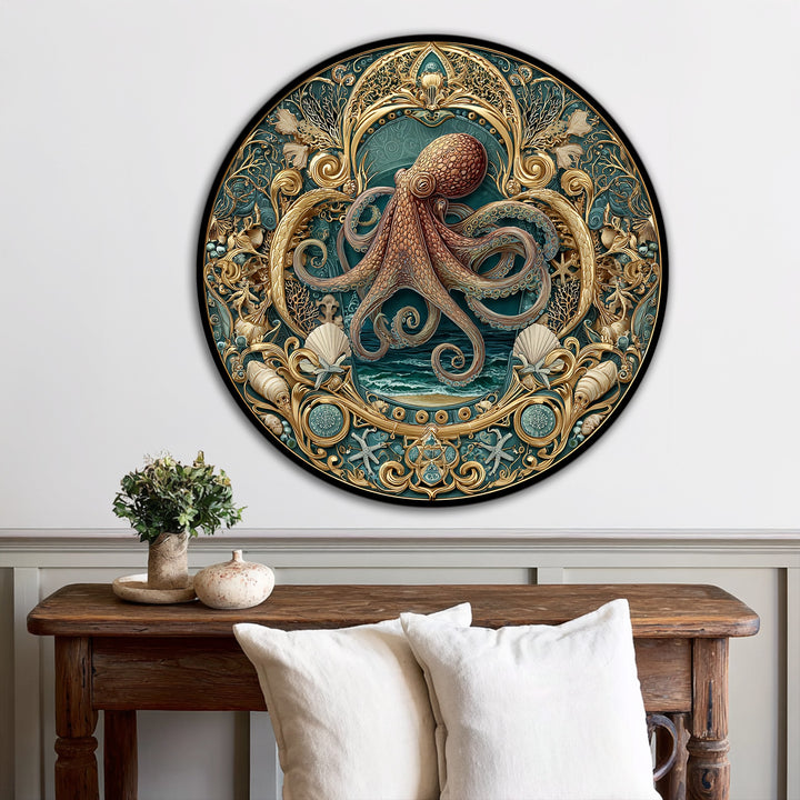 ocean octopus circular artwork