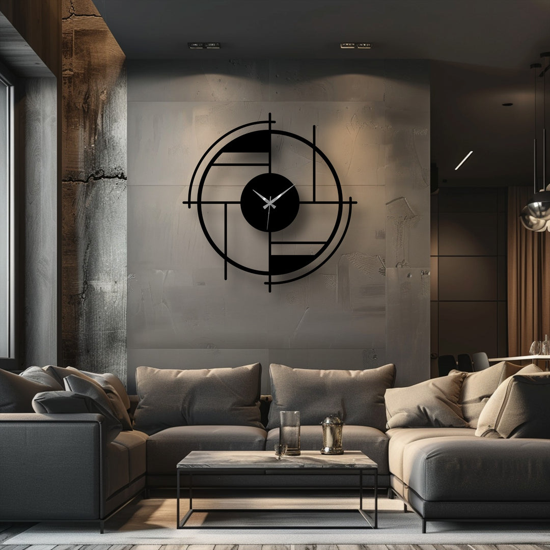 Showing the realistic detail, this geometric circle metal wall clock is a modern abstract line design that is the perfect metal artwork for your home decoration.