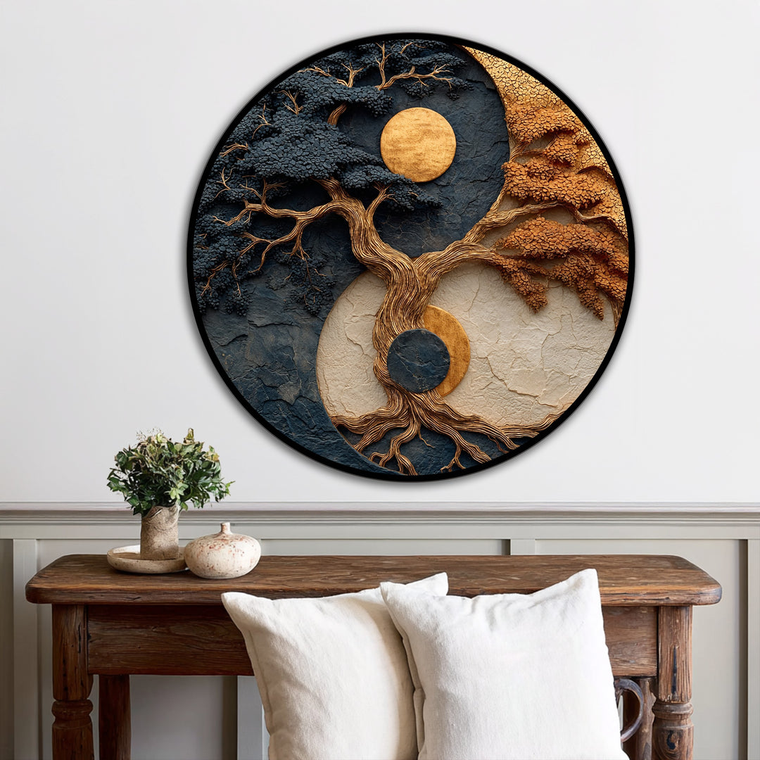yin yang tree abstract wall art