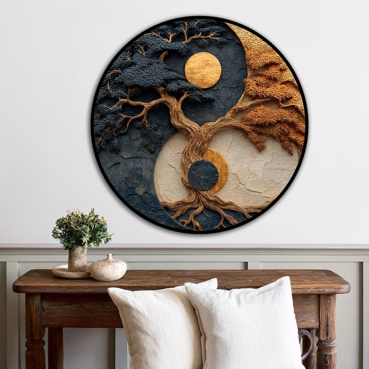 yin yang tree abstract wall art