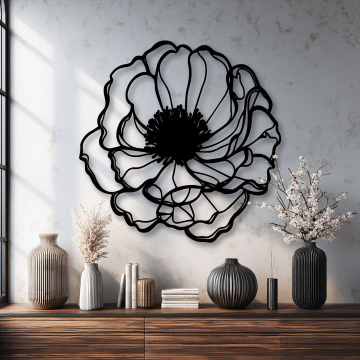 The premium material quality of this elegant bloom outline metal decoration wall art provides a sleek, durable, minimalist floral design.