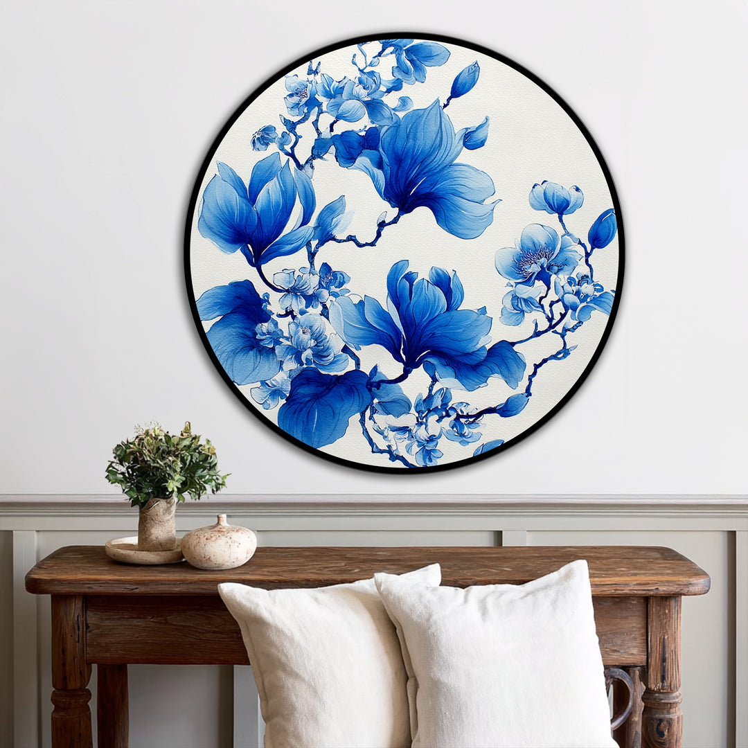 Flores de magnolia azul – Elegantes y redondas Cuadro al óleo