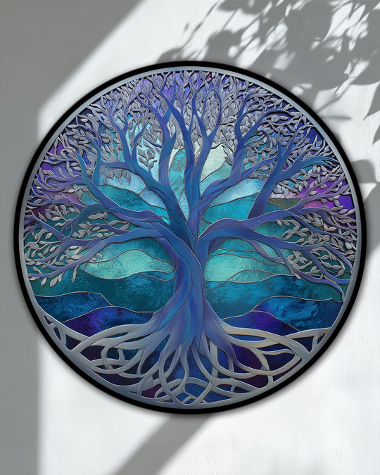 Mystic blue Tree of Life takes center stage as vibrant canvas artwork, its abstract nature design bringing calming vibes to any home decor.
