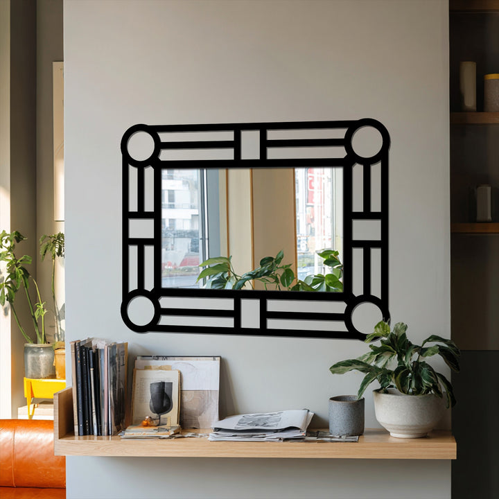 Focusing on the focal point, this geometric circle accent metal wall mirror offers a modern symmetry design ideal for decoration wall art in contemporary spaces.