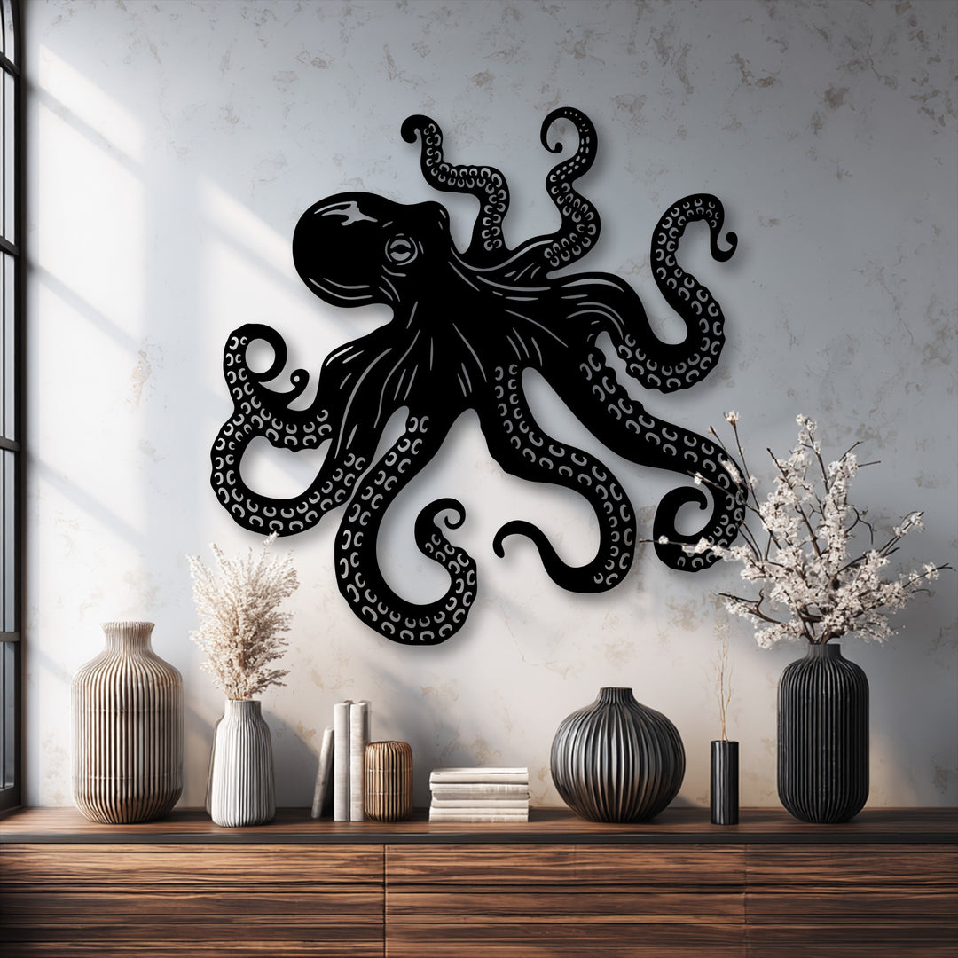 Octopus Tentacles Metal Wall Art – Nautical Ocean Decor
