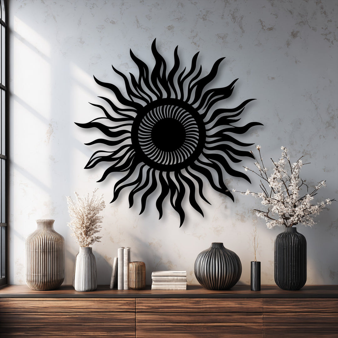 Abstract Sun Metal Wall Art – Modern Celestial Wall Decor