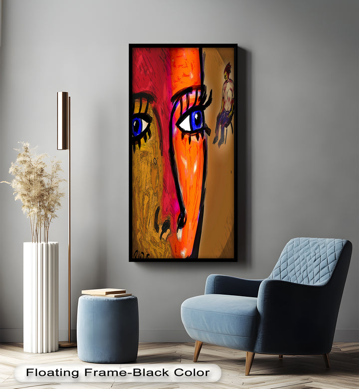 Gaze of Fire – Abstract Portrait with Distant Figure Picasso Oil Painting