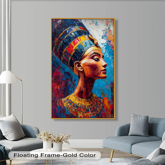 Negative space highlights the Fauvist Queen's royal profile in this oil painting, emphasizing the subject while creating an intriguing depth with vibrant oil painting art prints.