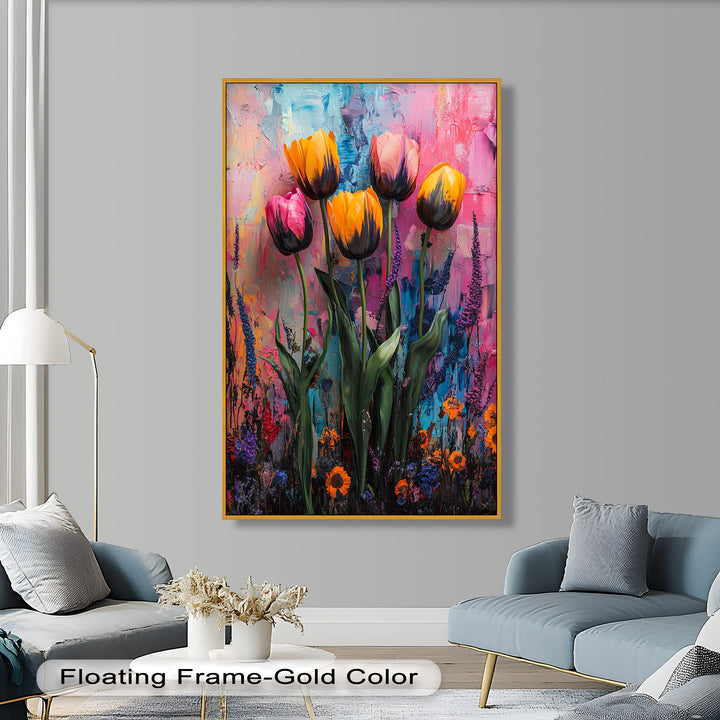 Colorful Tulip Garden - Flower Oil Painting