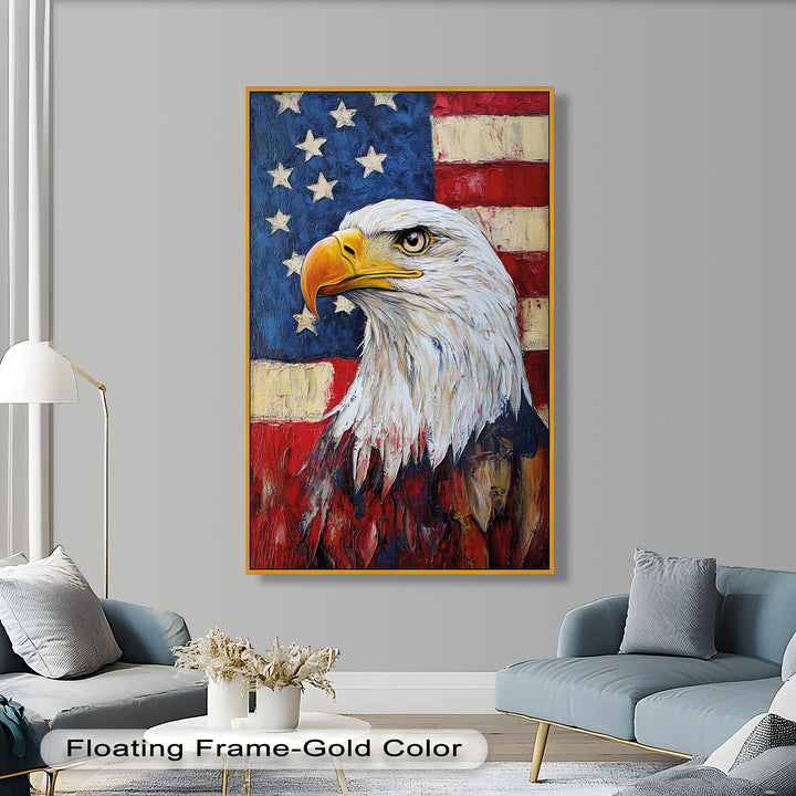 Amerikanischer Weißkopfseeadler Portrait - Patriotisches Ölgemälde