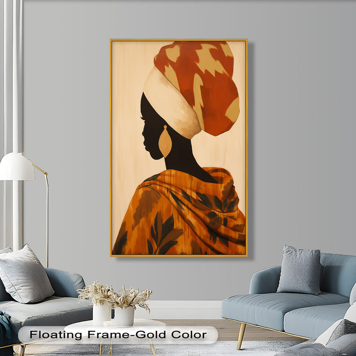 Afrikanische Frau Silhouette Kunst - Gerahmtes Ölgemälde
