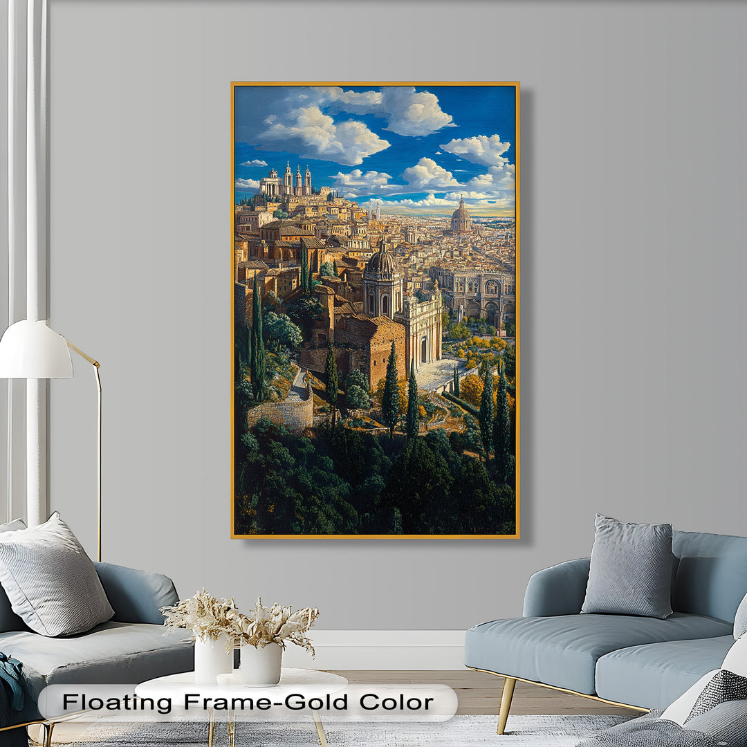 Sunlit Heights of Rome – Classical Cityscape Renaissance Oil Painting