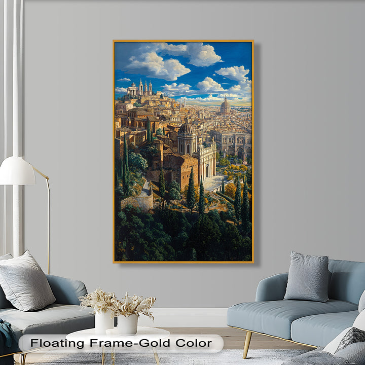 Sunlit Heights of Rome – Classical Cityscape Renaissance Oil Painting