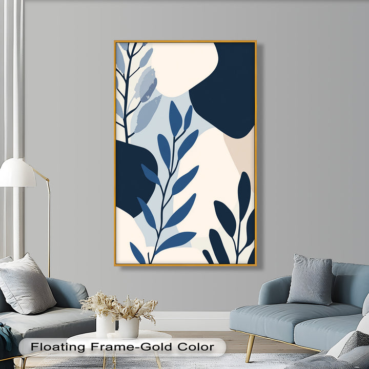 Indigo Serenity – Minimalist Botanical Oil Painting