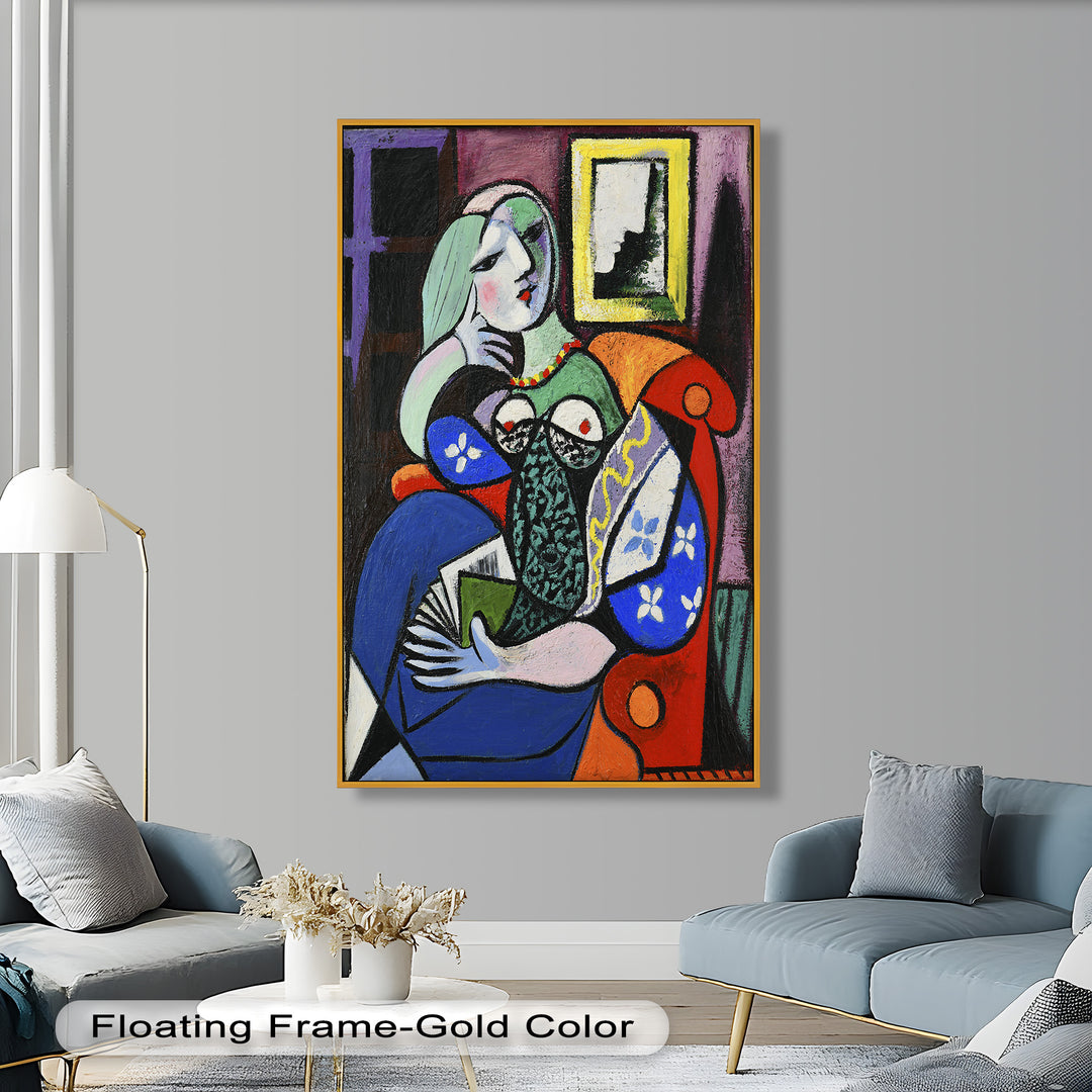 Woman with a Book – Cubist Interior Portrait Picasso Oil Painting