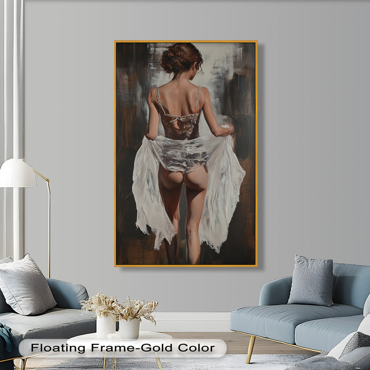 Soft Steps in Lace – Romantic Figurative Nude Oil Painting