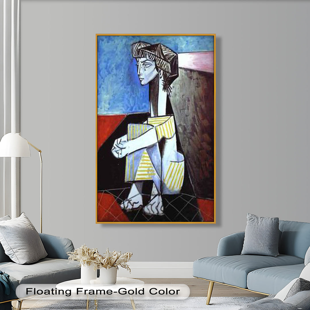 Seated Boy with Striped Garment – Picasso Oil Painting