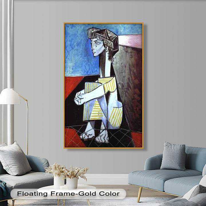 Seated Boy with Striped Garment – Picasso Oil Painting
