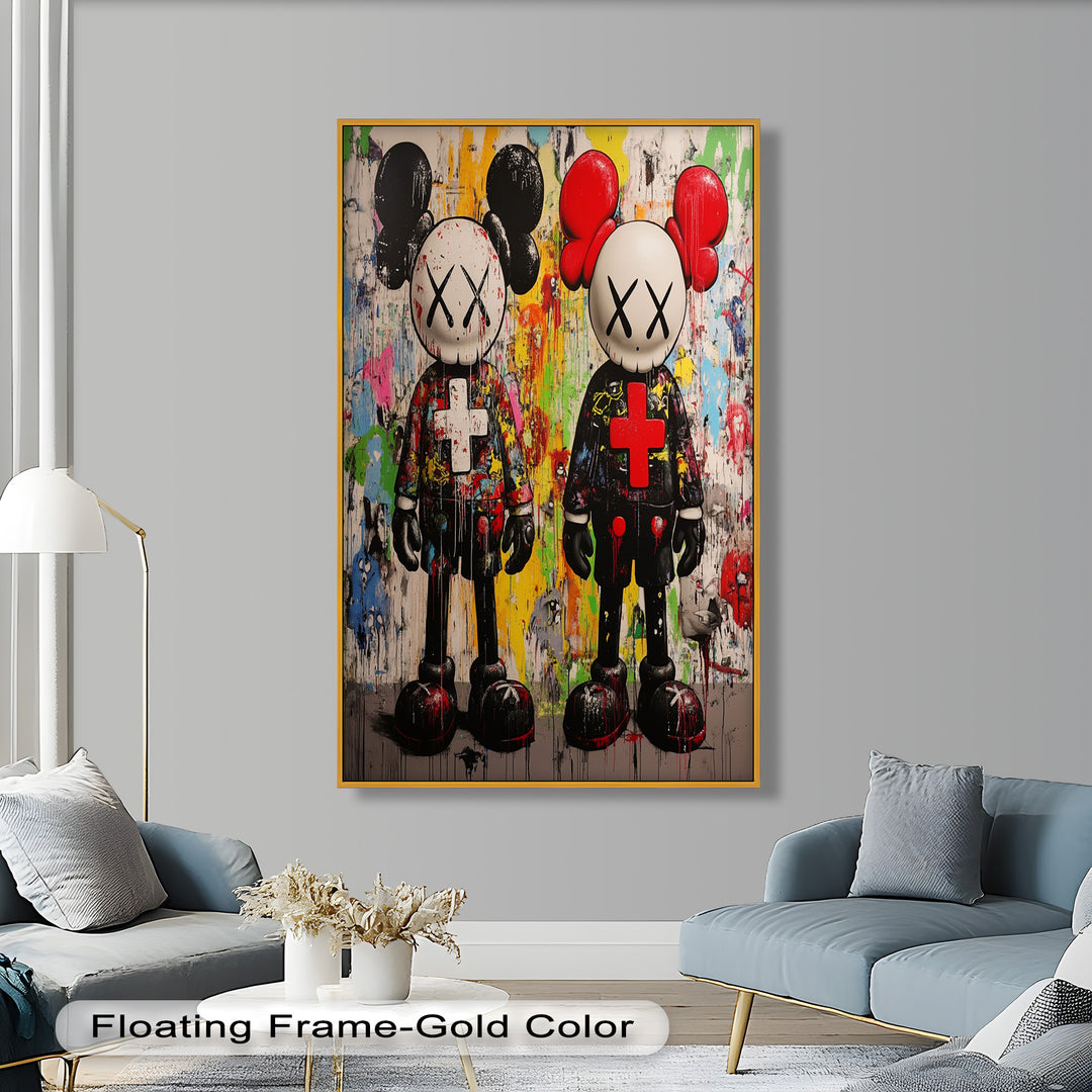 Dual Manifest – Abstraktes Duo KAWS Ölgemälde